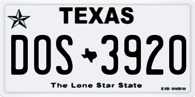 TX license plate DOS3920
