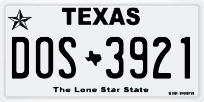 TX license plate DOS3921