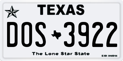 TX license plate DOS3922
