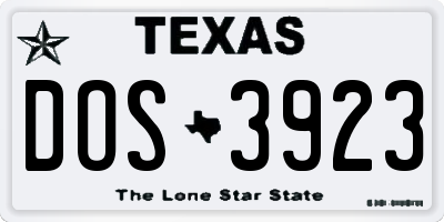TX license plate DOS3923