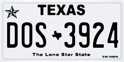 TX license plate DOS3924