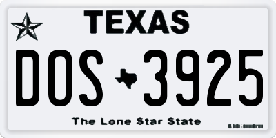 TX license plate DOS3925