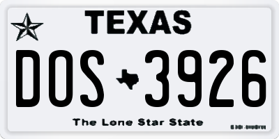 TX license plate DOS3926