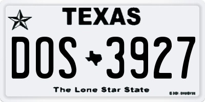 TX license plate DOS3927