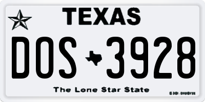 TX license plate DOS3928
