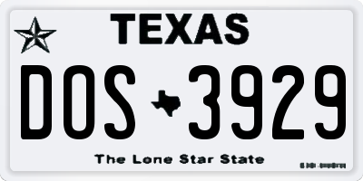 TX license plate DOS3929