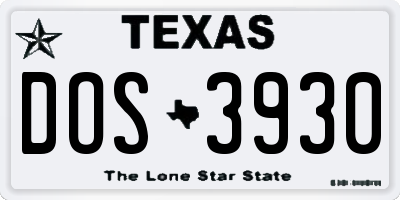 TX license plate DOS3930