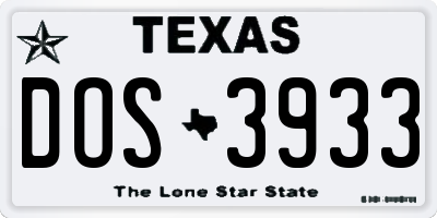 TX license plate DOS3933