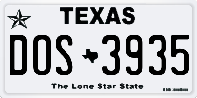 TX license plate DOS3935