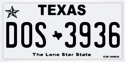 TX license plate DOS3936
