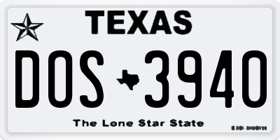 TX license plate DOS3940