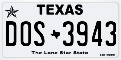TX license plate DOS3943