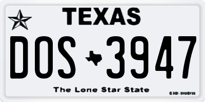 TX license plate DOS3947