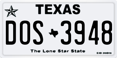 TX license plate DOS3948