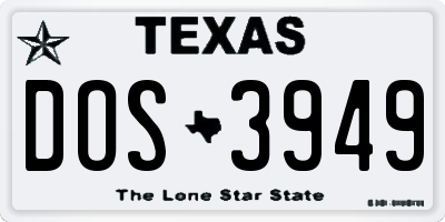 TX license plate DOS3949