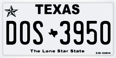 TX license plate DOS3950