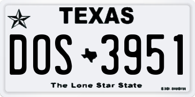 TX license plate DOS3951
