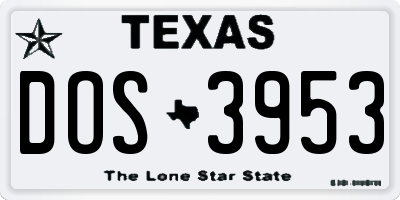 TX license plate DOS3953