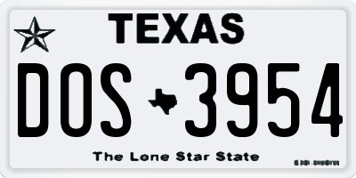 TX license plate DOS3954