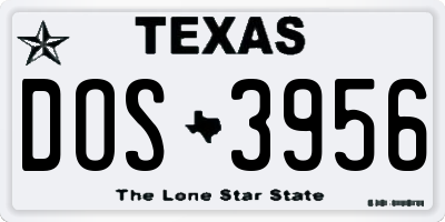 TX license plate DOS3956