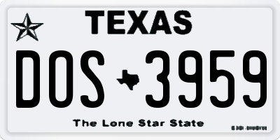 TX license plate DOS3959