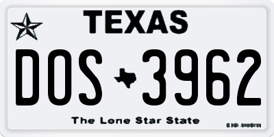 TX license plate DOS3962