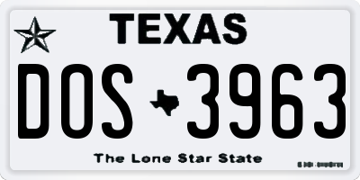 TX license plate DOS3963