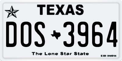 TX license plate DOS3964