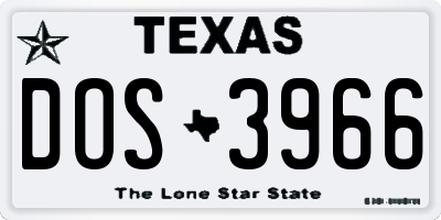 TX license plate DOS3966