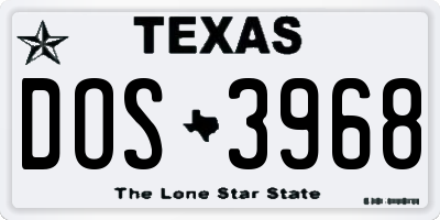 TX license plate DOS3968