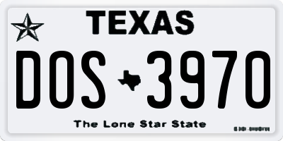 TX license plate DOS3970