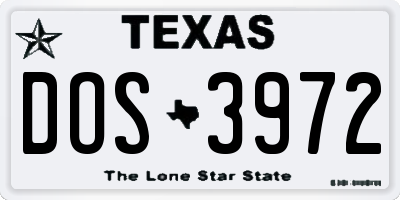 TX license plate DOS3972