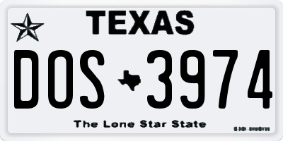 TX license plate DOS3974