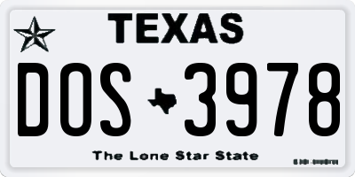 TX license plate DOS3978
