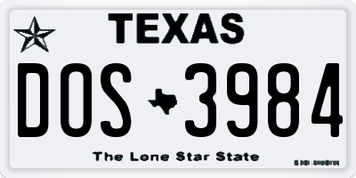 TX license plate DOS3984