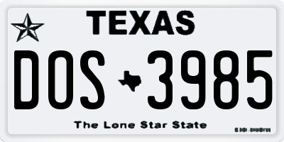 TX license plate DOS3985