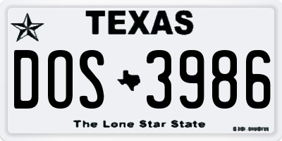 TX license plate DOS3986