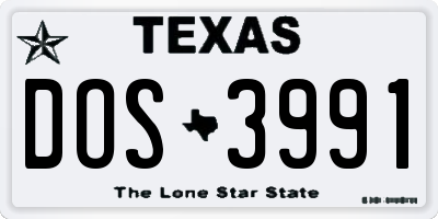 TX license plate DOS3991