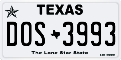 TX license plate DOS3993
