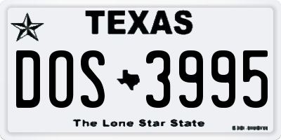 TX license plate DOS3995