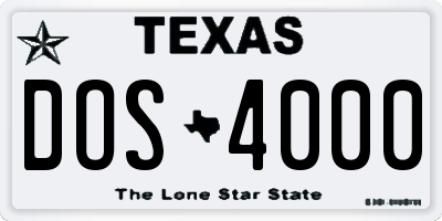 TX license plate DOS4000