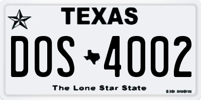 TX license plate DOS4002