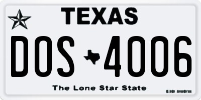TX license plate DOS4006
