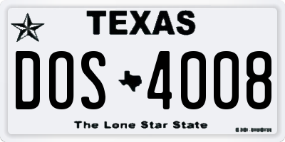 TX license plate DOS4008