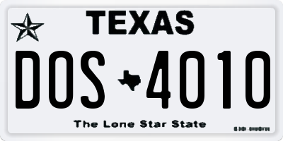 TX license plate DOS4010