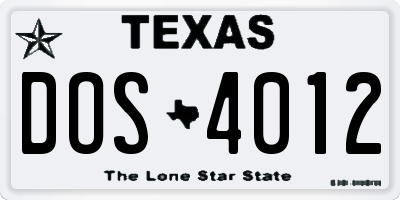 TX license plate DOS4012
