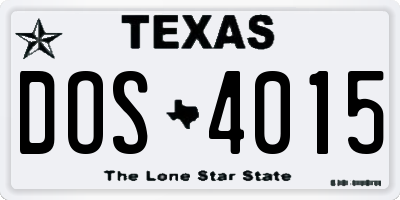 TX license plate DOS4015