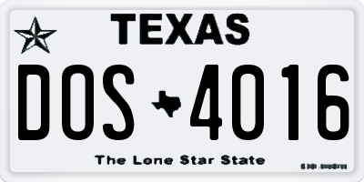 TX license plate DOS4016