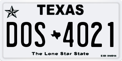 TX license plate DOS4021