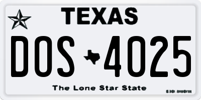 TX license plate DOS4025